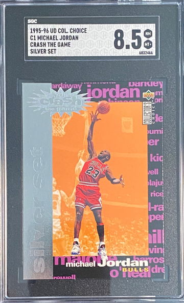 1995-96 UD Collector’s Choice Michael Jordan Crash the Game Silver Set C1 SGC 8.5