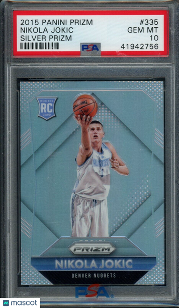 2015-16 Panini Prizm Nikola Jokic Silver Prizm PSA 10 #335 Rookie RC