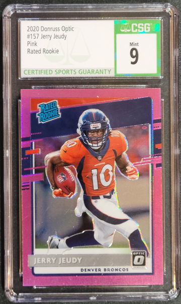 2020 Donruss Optic JERRY JEUDY Holo Pink Rated Rookie #157 RC CSG 9 Mint