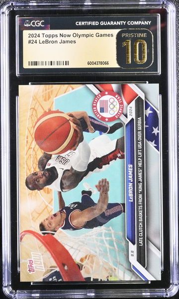 2024 TOPPS NOW OLYMPIC GAMES LEBRON JAMES #24 rare Gold Label Pristine CGC 10