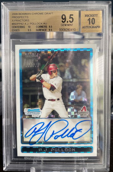 2009 AJ Pollock Bowman Chrome Auto X-Fractor /225 BGS 9.5
