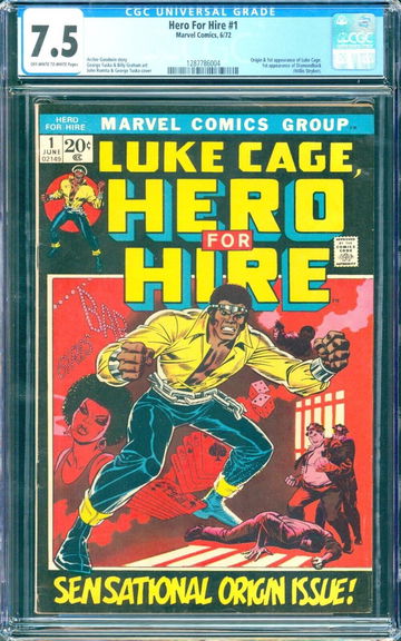 Hero for Hire #1 (1972) CGC 7.5 -- O/w to white pages; 1st & origin of Luke Cage