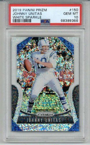 2019 PANINI PRIZM WHITE SPARKLE #150 JOHNNY UNITAS CARD COLTS PSA 10 LOW POP