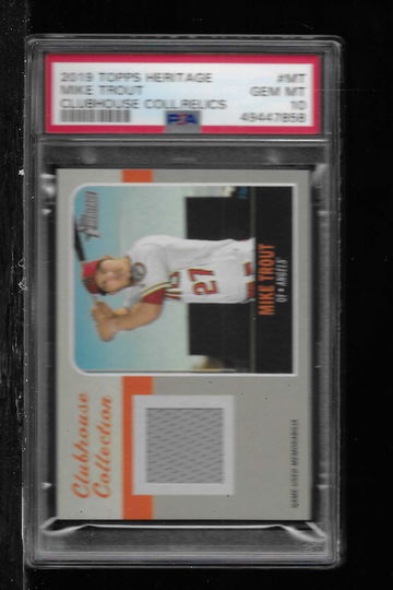 2019 TOPPS HERITAGE MIKE TROUT CLUBHOUSE COLL PSA 10