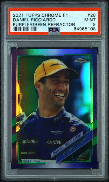 💎🚨2021 Topps Chrome F1 DANIEL RICCIARDO Purple/Green Refractor #28 PSA 9🏎🇮🇹