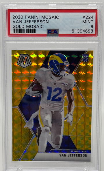 2020 Panini Mosaic Van Jefferson /10 Gold Mosaic RC SSP PSA MINT 9