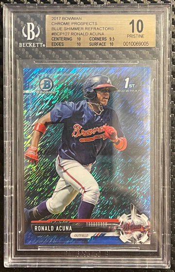 2017 Bowman Chrome Blue Shimmer Acuna RC BGS 10 Pristine 
