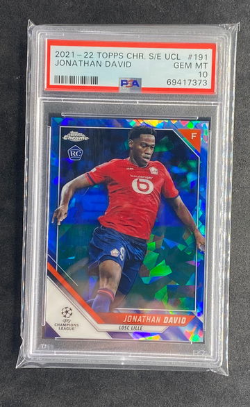 2021-2022 Topps Chrome Sapphire Edition UEFA Champions League 191 Jonathan David PSA 10