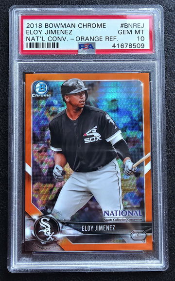 ELOY JIMENEZ 2018 BOWMAN CHROME NATIONAL CONVENTION ORANGE REFRACTOR 
