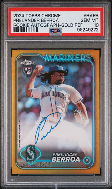 2024 Topps Chrome Rookie Auto Gold /50 Prelander Berroa PSA 10