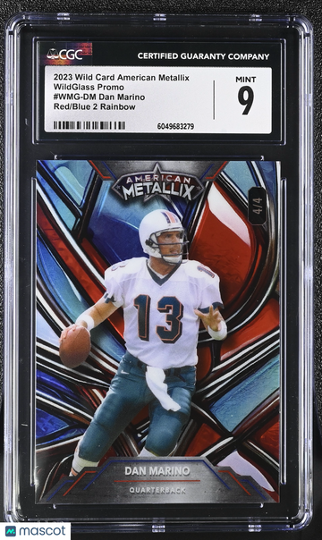 2023 Wild Card American Metallix Dan Marino #WMG-DM Red/Blue 2 Rainbow /4 WildGlass Promo CGC 9
