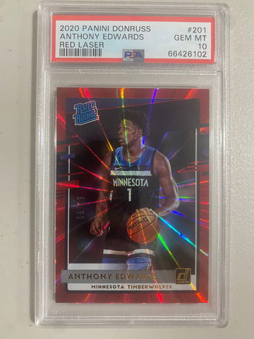 2020-21 Donruss Anthony Edwards Rated Rookie (Red Laser /99) PSA 10 🔥💎📈