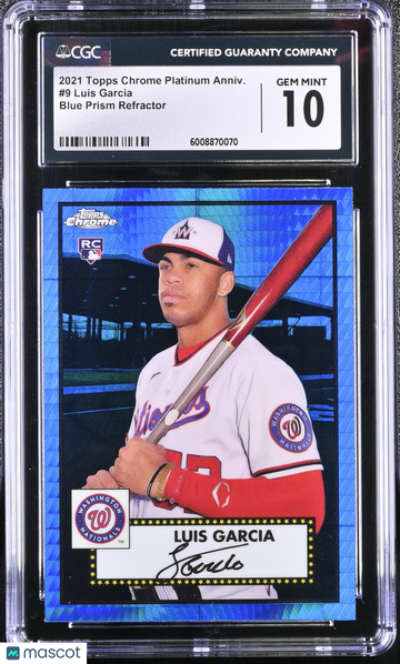 2021 Topps Chrome Platinum Anniv. Luis Garcia #9 Blue Prism Refractor CGC 10
