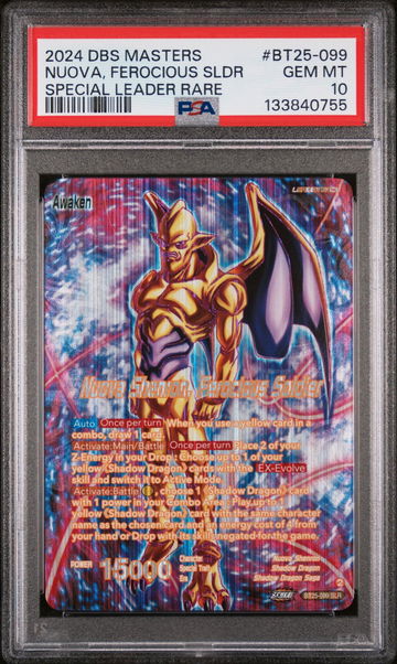 2024 Dragon Ball Super Card Game Masters Series 25 Legend of the Dragon Balls Special Leader Rare Nuova Ferocious Sldr #BT25-099 PSA 10