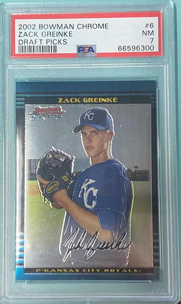 2002 BOWMAN CHROME DRAFT PICKS RC ZACK GREINKE  PSA 7
