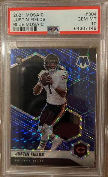 2021 Mosaic Blue #304 98/99 Justin Fields PSA 10
