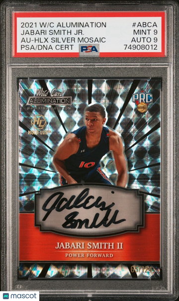 2022 Wild Card Jabari Smith #ABCA Mosaic PSA 9 Leaf Auto 9