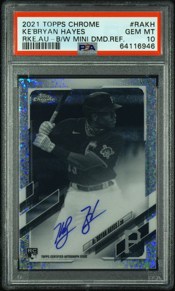 2021 Topps Chrome Ke’Bryan Hayes Black White Mini Diamond Refractor Auto Rookie SSP PSA 10 Gem Mint