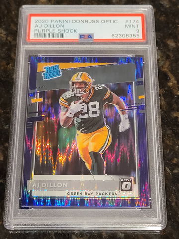 2020 AJ Dillon Optic Purple Shock HOLOGRAM Rookie RC #174  PSA 10
