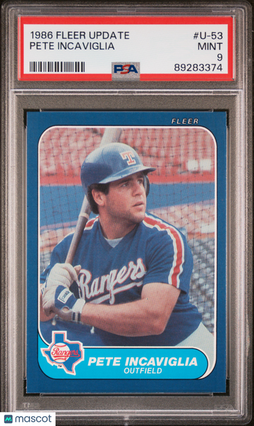 1986 Fleer Update Pete Incaviglia #U-53 PSA 9