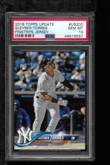 2018 TOPPS UPDATE GLEYBER TORRES PINSTRIPE JERSEY PSA 10