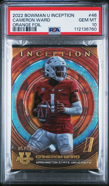2022 BOWMAN UNIVERSITY INCEPTION CAMERON WARD ORANGE #46 RC PSA 10