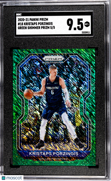 2020 Panini Prizm Kristaps Porzingis #18 Green Shimmer SGC 9.5