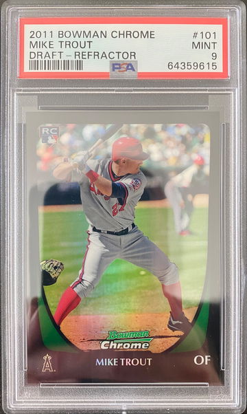 2011 Bowman Chrome Draft Mike Trout Refractor Rookie RC PSA 9 Mint