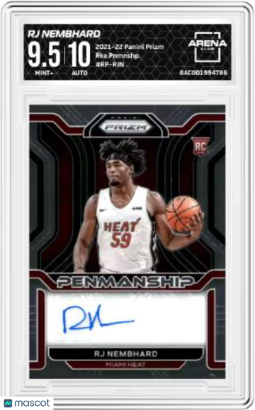 2021-22 Panini Prizm RJ Nembhard #RP-RJN Rookie Penmanship RC Arena Club 9.5 Auto 10