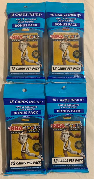 4 x 2019-2020 Panini Hoops Premium Stock NBA Basketball Multipack / Cello Pack