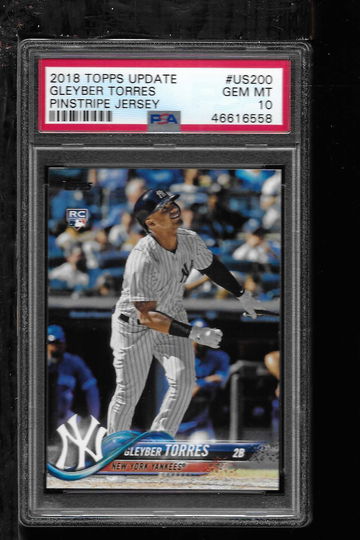 2018 TOPPS UPDATE GLEYBER TORRES PINSTRIPE JERSEY PSA 10