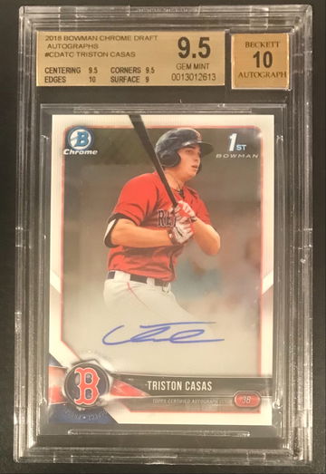 Triston Casas 2018 Bowman Chrome Draft Auto BGS 9.5/10 Red Sox