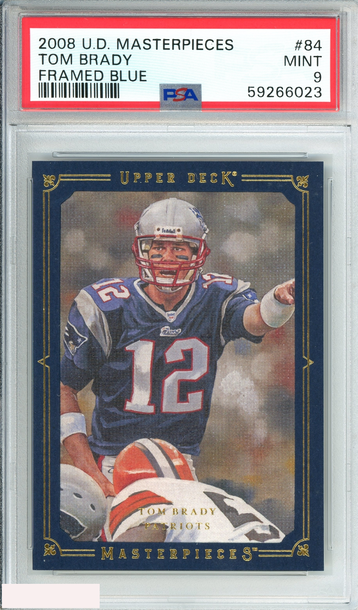 2008 U D MASTERPIECES TOM BRADY #84 FRAMED BLUE 44 OF 150 POP 2!! PSA 9 MINT