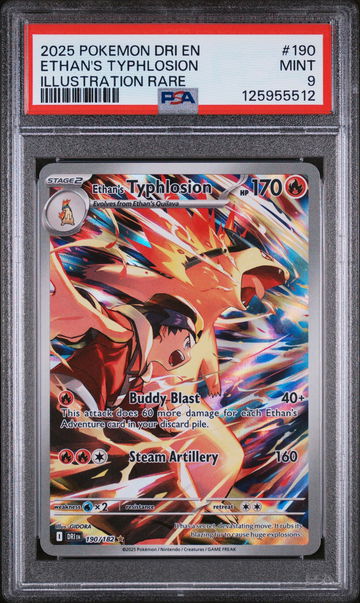 2025 Pokemon Scarlet and Violet Destined Rivals Illustration Rare Ethan's Typhlosion #190 PSA 9