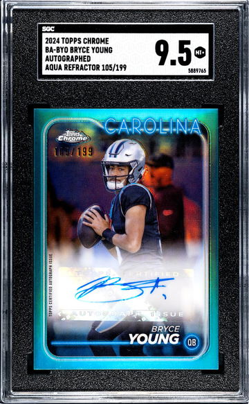2024 Topps Chrome Aqua Refractor Bryce Young #BA-BYO Auto Variation /199 SGC 9.5