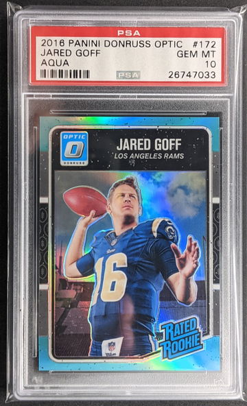 2016 Optic Aqua Jared Goff PSA 10