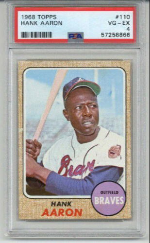 1968 TOPPS #110 HANK AARON BASEBALL CARD BRAVES PSA 4 VG CENTERED LOW POP RARE
