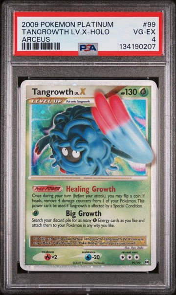 2009 Pokemon Platinum Arceus Holo Tangrowth Lv X #99 PSA 4
