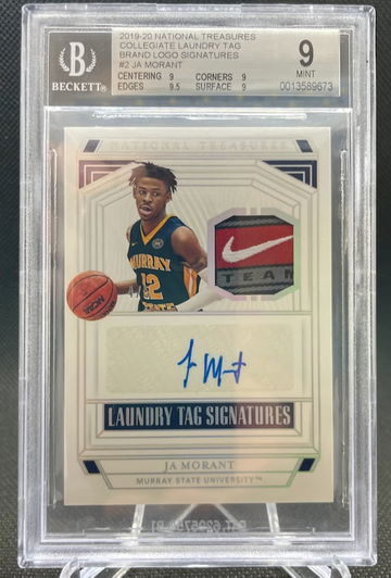 Ja Morant 2019 National Treasures Collegiate Laundry Tag Signature 
