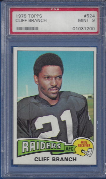 1975 Topps #524 Cliff Branch HOF RC PSA 9 (BillsGridironGreats)