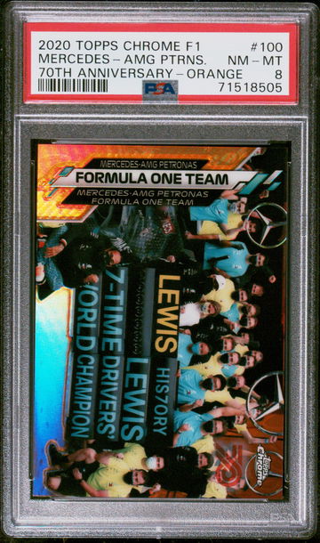 2020 Topps Chrome F1 Lewis Hamilton Mercedes AMG Orange 70th Anniversary Refractor #100 Formula 1
