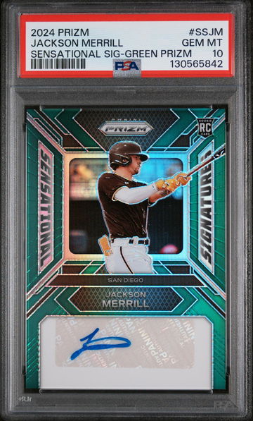 2024 Prizm Sensational Signatures Prizms Green Jackson Merrill #11 PSA 10