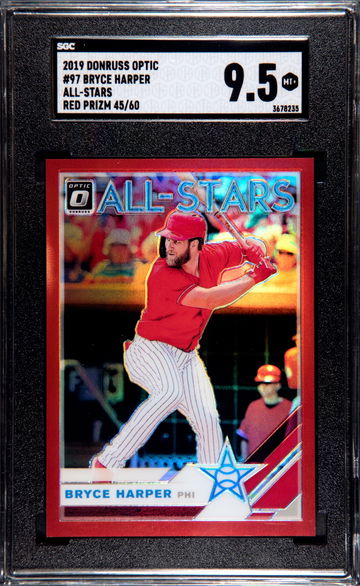2019 DONRUSS OPTIC #97 BRYCE HARPER ALL-STARS RED PRIZM SGC 9.5