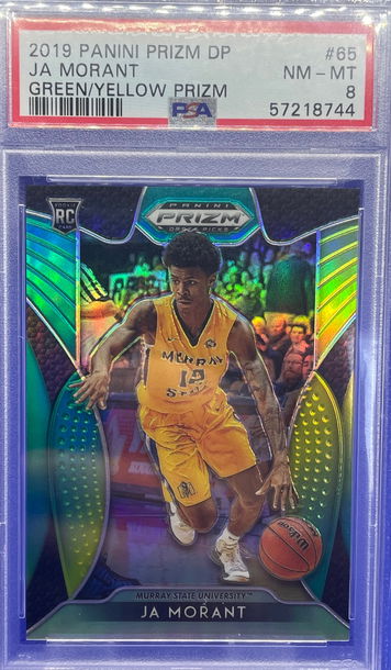 2019 Panini Prizm Draft Ja Morant Rookie Green Yellow Prizm /249 PSA 8 NM-MT SP