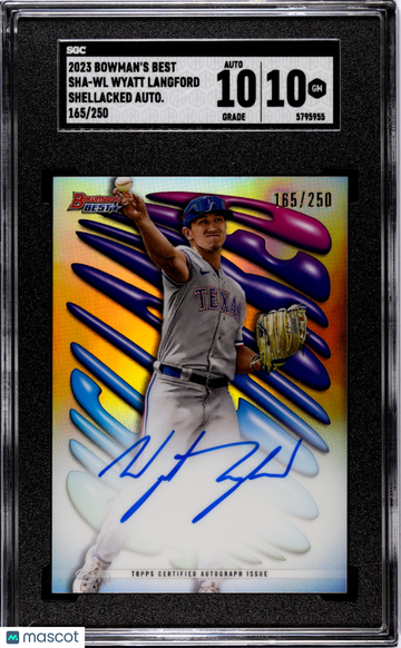 2023 Bowman's Best Wyatt Langford Shellacked /250 #SHA-WL SGC 10/10 Auto