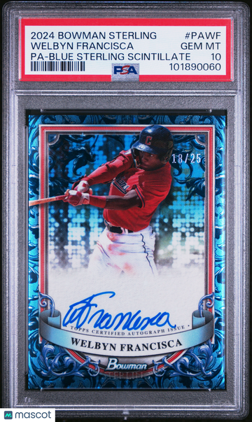 2024 Bowman Sterling Prospect Autographs Welbyn Francisca #PAWF Pa Blue Scintillate /25 PSA 10