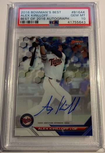 2016 Bowman's Best Alex Kirilloff autograph PSA 10