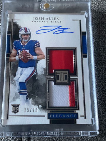 2018 Panini Impeccable Josh Allen Rookie Dual 2-Color Patch on Card Auto #15/75