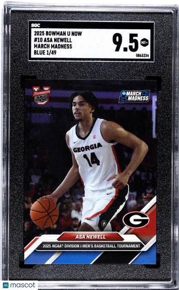 2025 Bowman U Now March Madness Asa Newell #10 Blue SGC 9.5