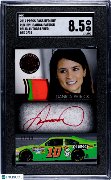2012 Press Pass Redline Danica Patrick #RLR-DP1 Relic Autograph SGC 8.5